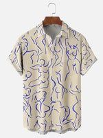 Men's Artistic Silhouettes Short Sleeve Casual ShirtMens short sleeve shirts Big and tall Mens shirts Short sleeve shirts for men Mens 4xl shirts Casual short sleeve shirts
