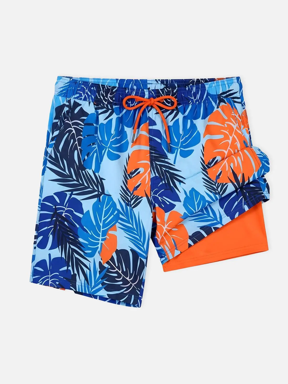 Men's Slim Fit Tropical Print Swim Trunks Eleven Oasis