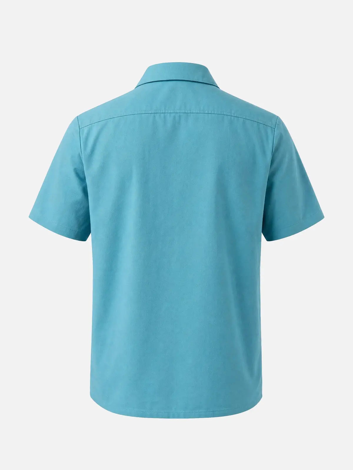Men's Retro Light Blue and Pink Panel Bowling Short Sleeve Shirt Eleven Oasis