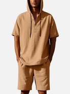 Men's Linen Blend Hooded Short Set Eleven Oasis