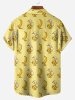 Cartoon Duck Banana Pattern Men's Short Sleeve TopMens short sleeve shirts Big and tall Mens shirts Short sleeve shirts for men Mens 4xl shirts Casual short sleeve shirts