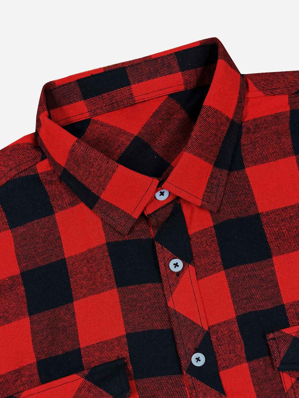 Men's Brushed Buffalo Check Double Pocket Long Sleeve Flannel Shirt Eleven Oasis