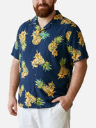Tall Men's Tropical Pineapple Floral Short Sleeve Shirt Eleven Oasis