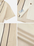 Men's Classic Striped Bowling Style Short Sleeve Shirt ElevenOasis