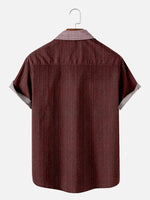 Men's Textured Stripe Pattern Short Sleeve Shirt ElevenOasis