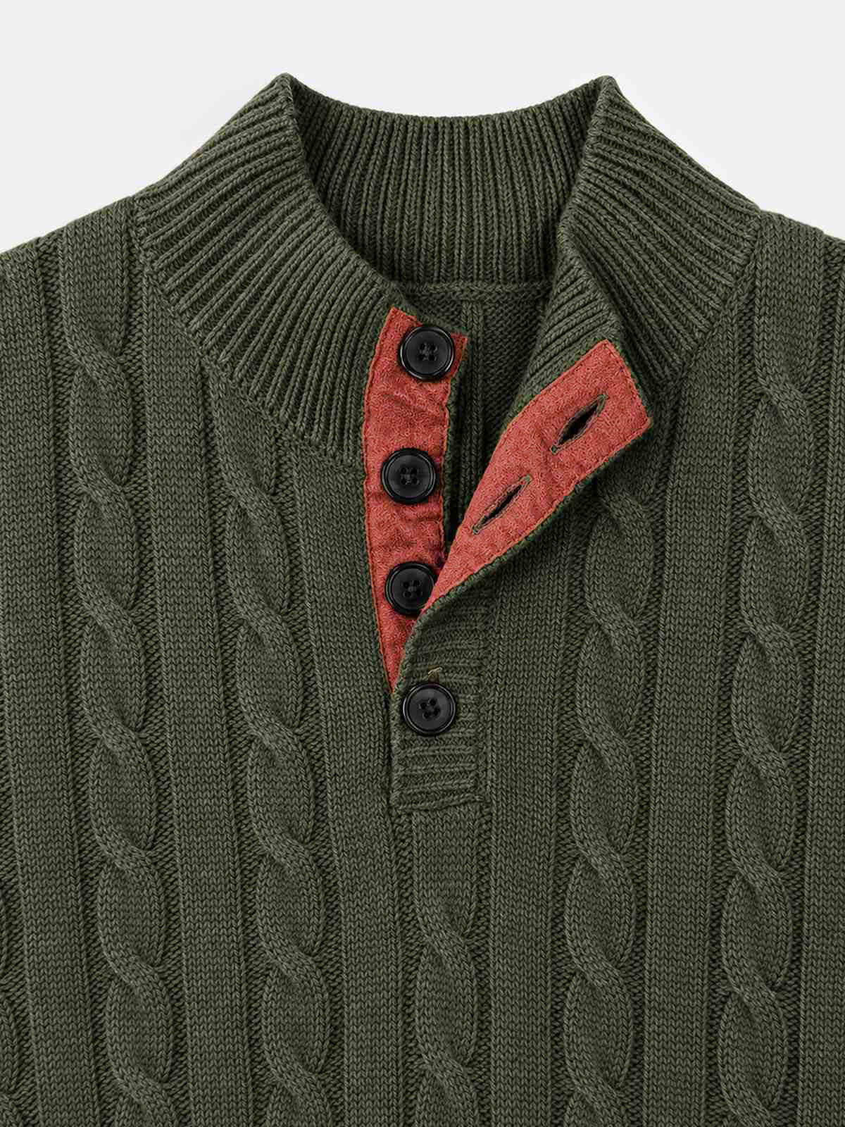 Men's Cable Knit Henley Slim Fit Sweater 