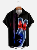 Bowling Print Men's Short Sleeve Shirt ElevenOasis
