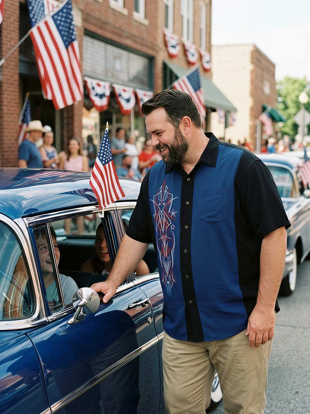 Tall Men's Patriot Pinstripe Short Sleeve Shirt Eleven Oasis