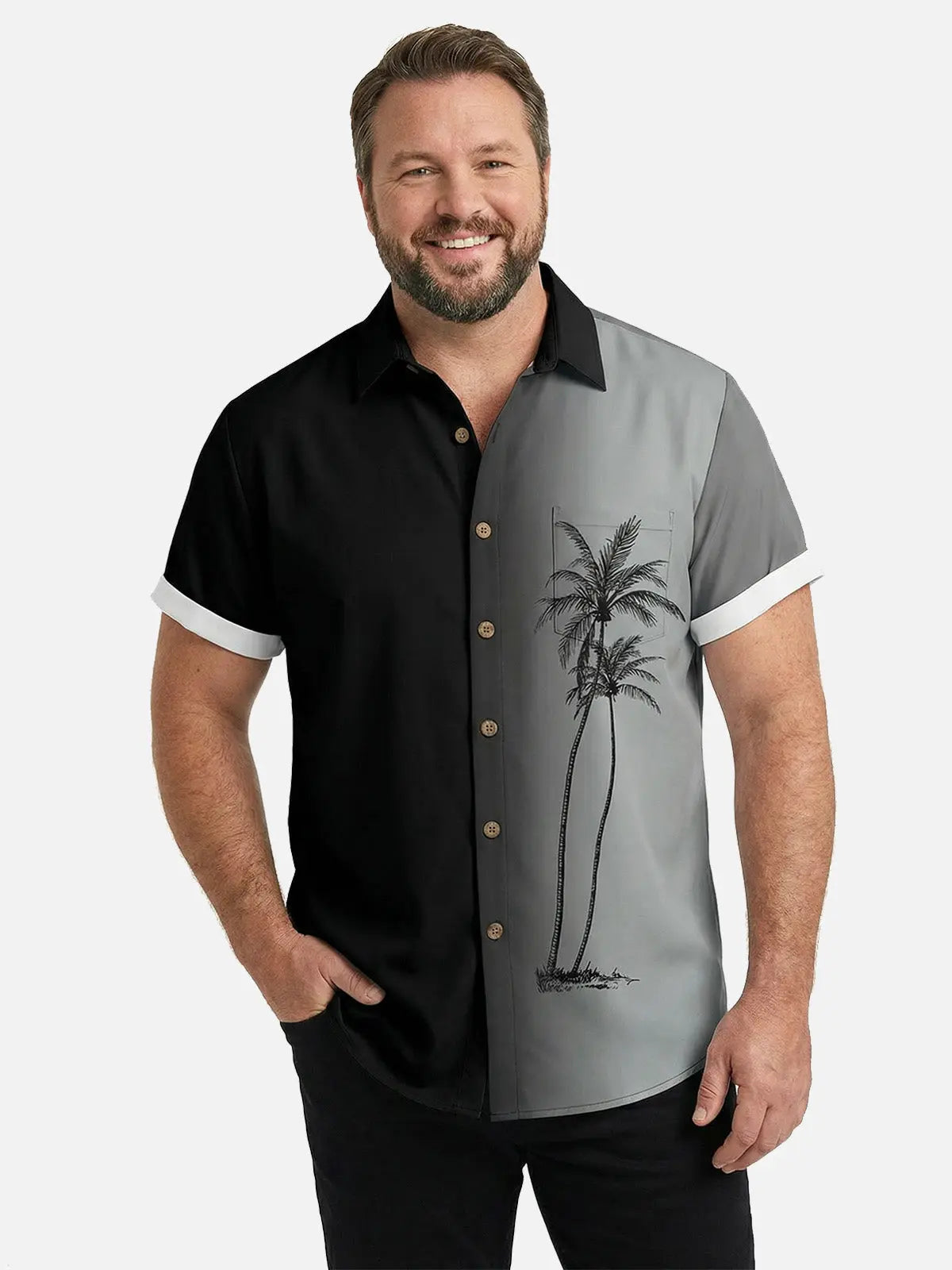 Tall Hawaii Men's Gradient Coconut Tree Print Casual Breathable