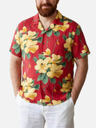 Tall Men's Retro Tropical Floral Short Sleeve Shirt Eleven Oasis