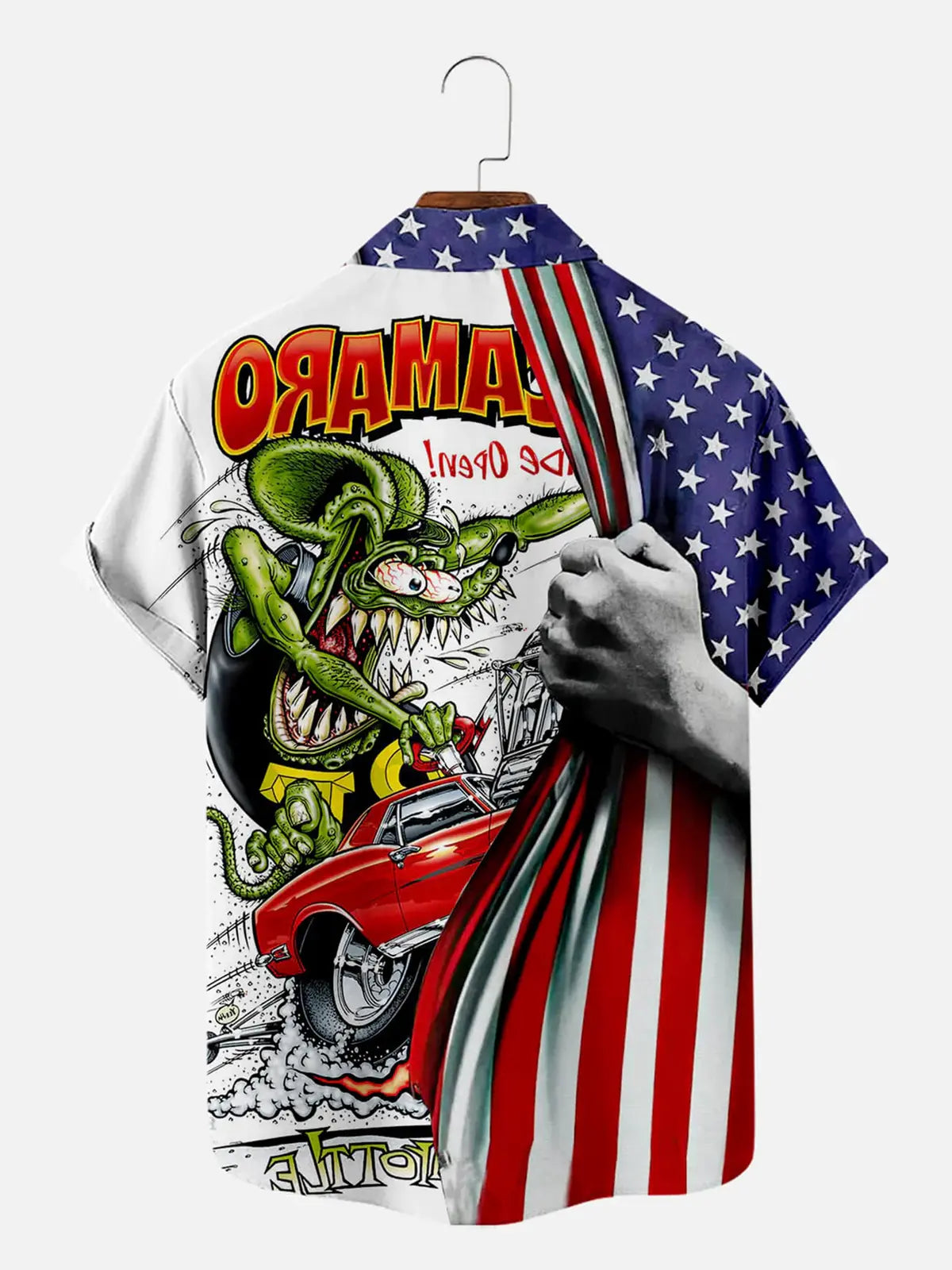 Vintage Car Under The Flag Men's Short Sleeve Tops ElevenOasis
