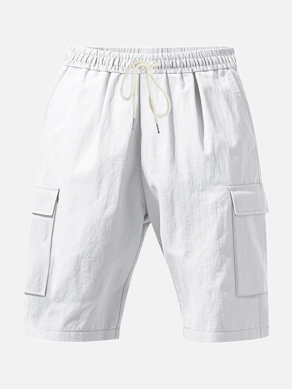 Men's Solid Color Linen Shorts Waist Drawstring Cargo Shorts ElevenOasis