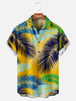 Men's Hawaiian Palm Leaf Print Colorful Casual Short Sleeve Shirt ElevenOasis
