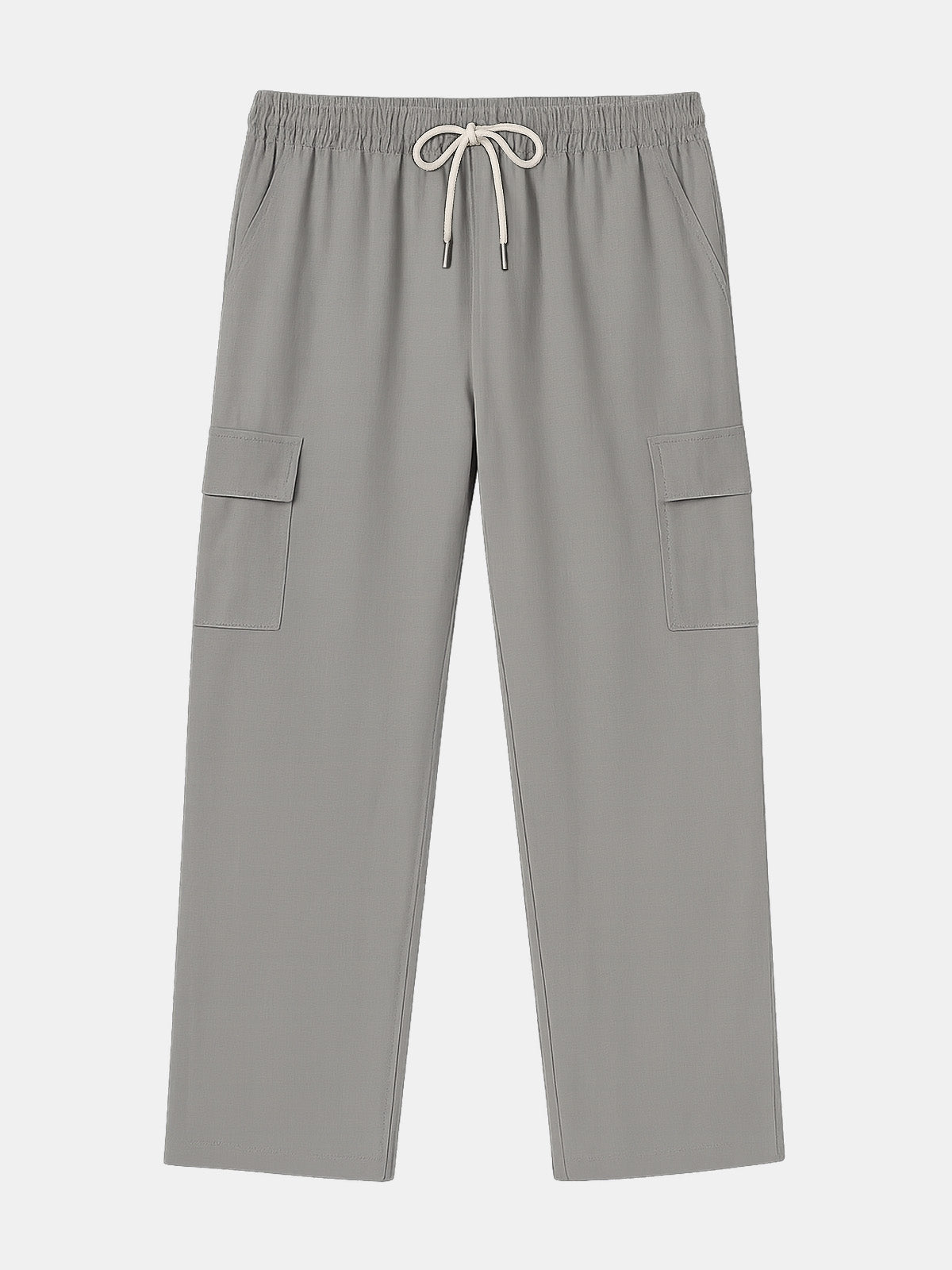 Men’s Solid Color Linen Pants Basic Breathable Vacation Cargo Pants Eleven Oasis