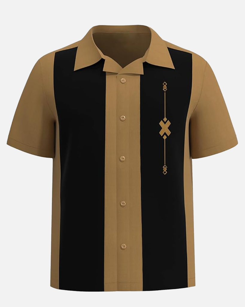 Men's Vintage Cuban Style Bowling X Short Sleeve Shirt Eleven Oasis