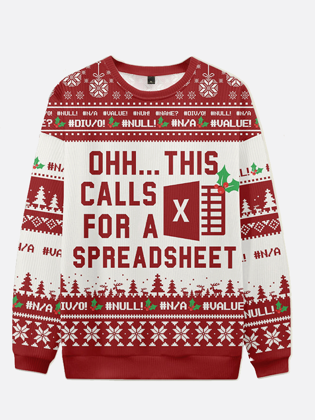 Ugly Christmas Sweater Spreadsheet Excel Spreadsheet Sweatshirt Eleven Oasis