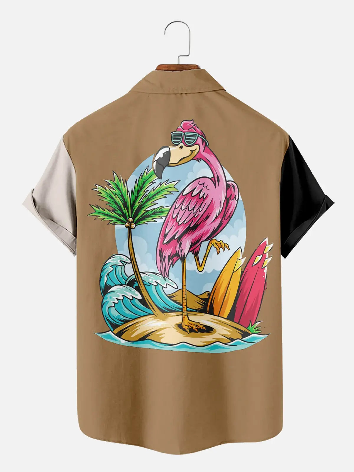 Hawaii Flamingo On Holiday Men's Short Sleeve Shirt Eleven Oasis
