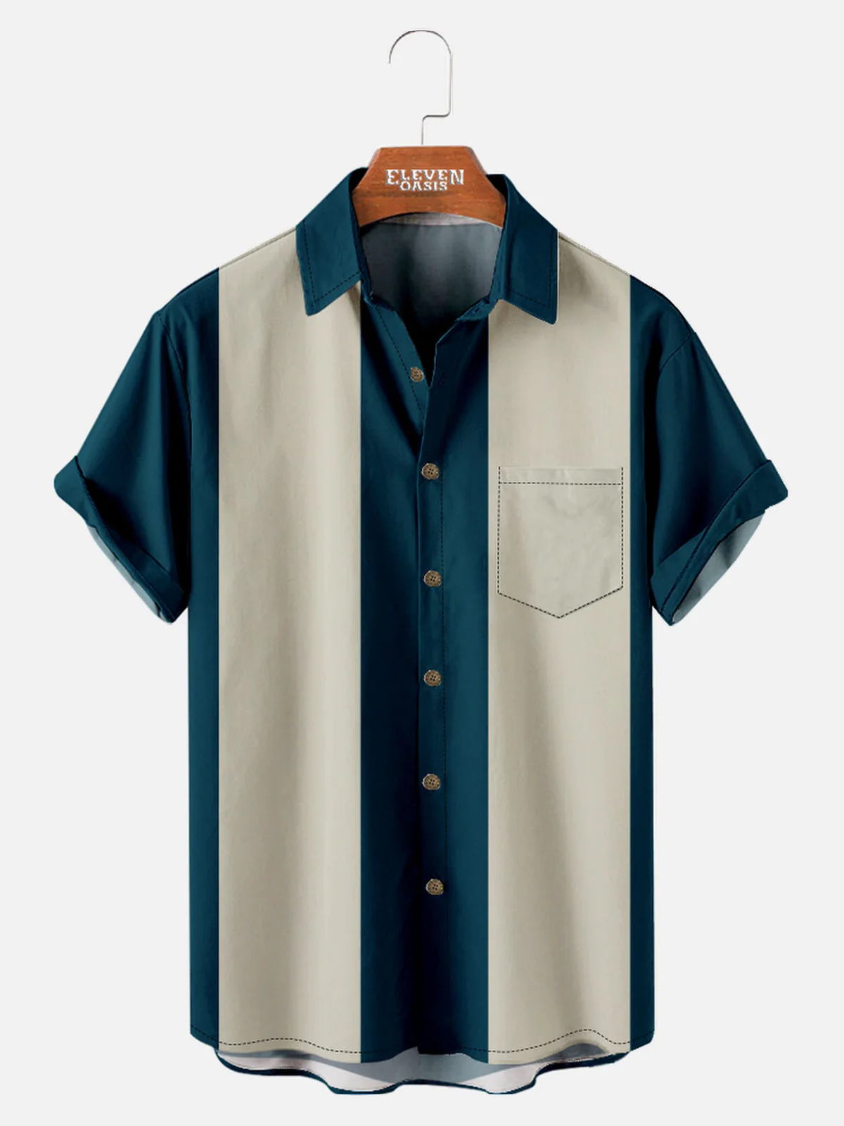 Men's Basic 50s Style Bowling Shirt ElevenOasis