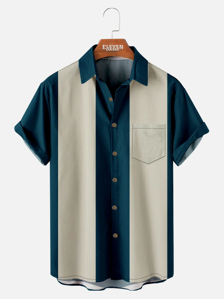 Men's Basic 50s Style Bowling Shirt ElevenOasis