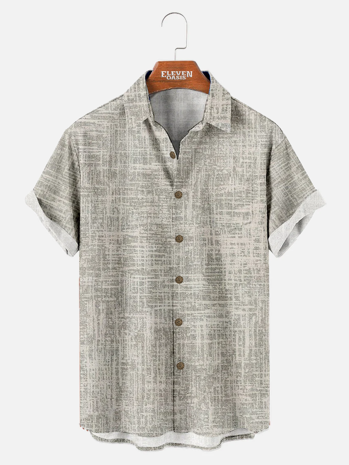 Men's Simple Textured Shirt with Chest Pocket ElevenOasis