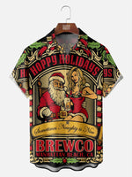 Men's Vintage Hoppy Holidays Christmas Short Sleeve Shirt Eleven Oasis