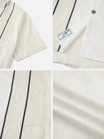 Tall Men's Classic Striped Bowling Style Short Sleeve Shirt ElevenOasis