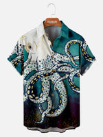 Cthulhu Octopus Pattern Men's Short Sleeve Tops Eleven Oasis