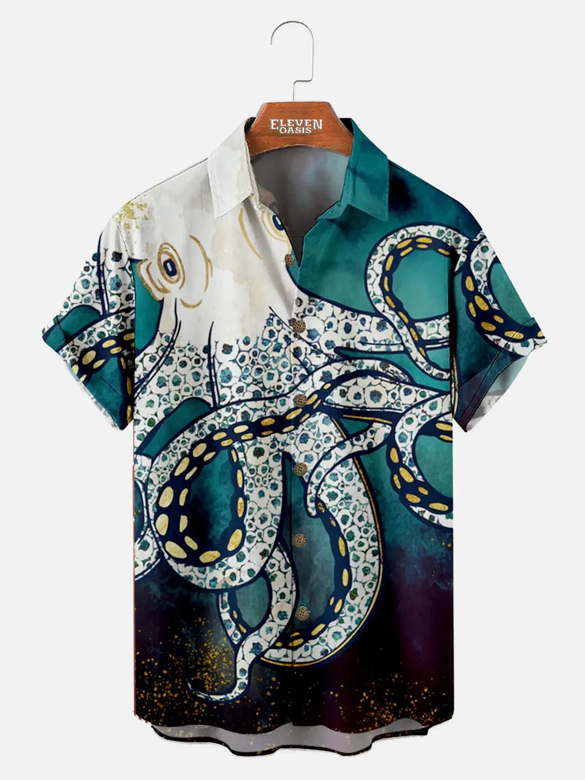 Cthulhu Octopus Pattern Men's Short Sleeve Tops Eleven Oasis