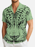 Men's Abstract Tiger & Web Graphic Short Sleeve Shirt Eleven Oasis