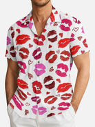 Tall Men's Love Kiss Print Short Sleeve Shirt Eleven Oasis