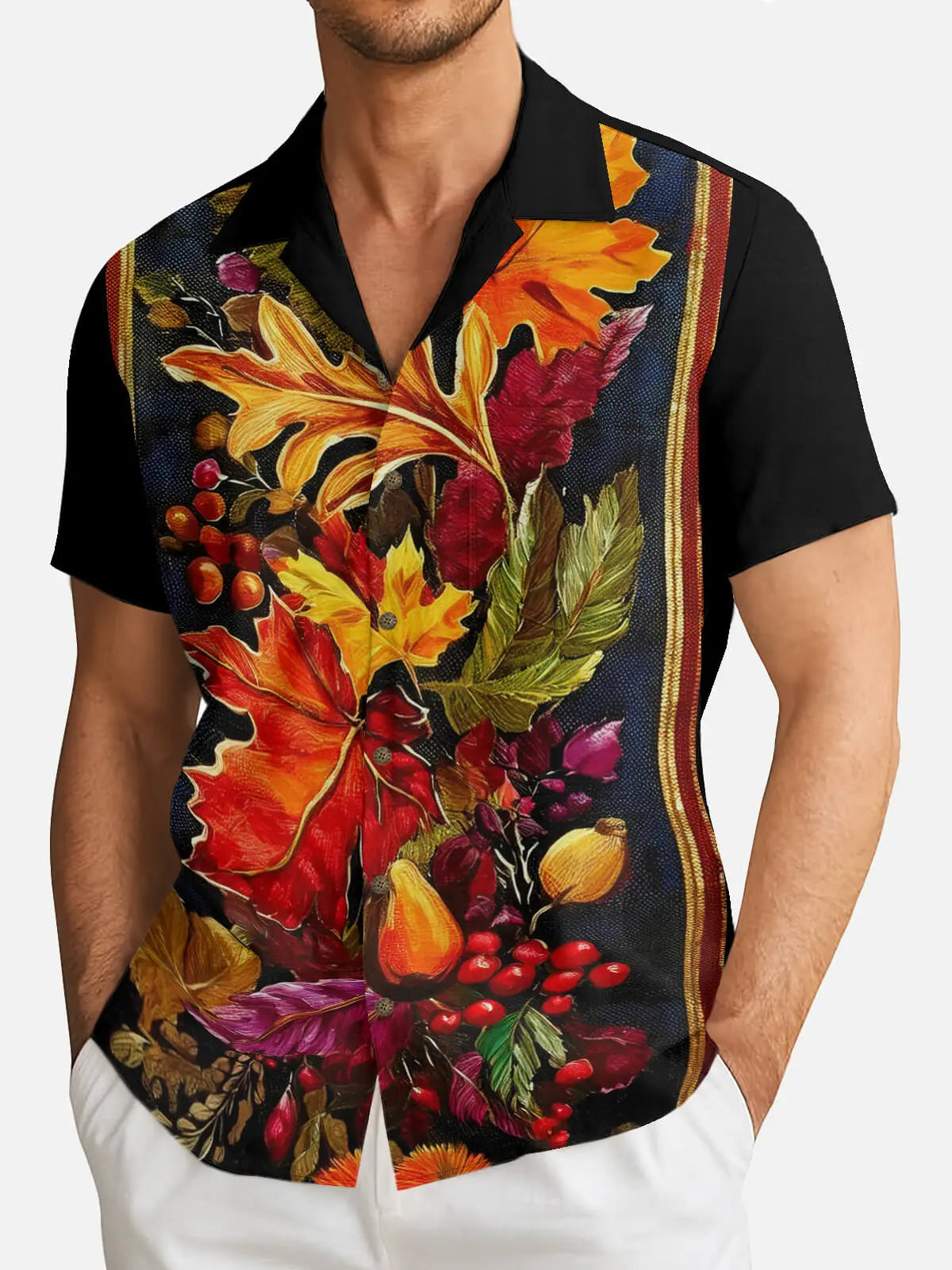 Tall Men's Fall Harvest Still Life Short Sleeve Shirt Eleven Oasis