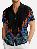 Tall Men's Chinese Dragon Neon Flames Short Sleeve Shirt Eleven Oasis