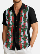 Tall Men's Holly Stripe Christmas Short Sleeve Shirt Eleven Oasis