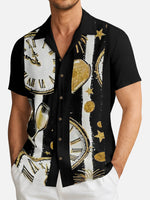 Tall Men's New Year Clock & Champagne Short Sleeve Shirt Eleven Oasis