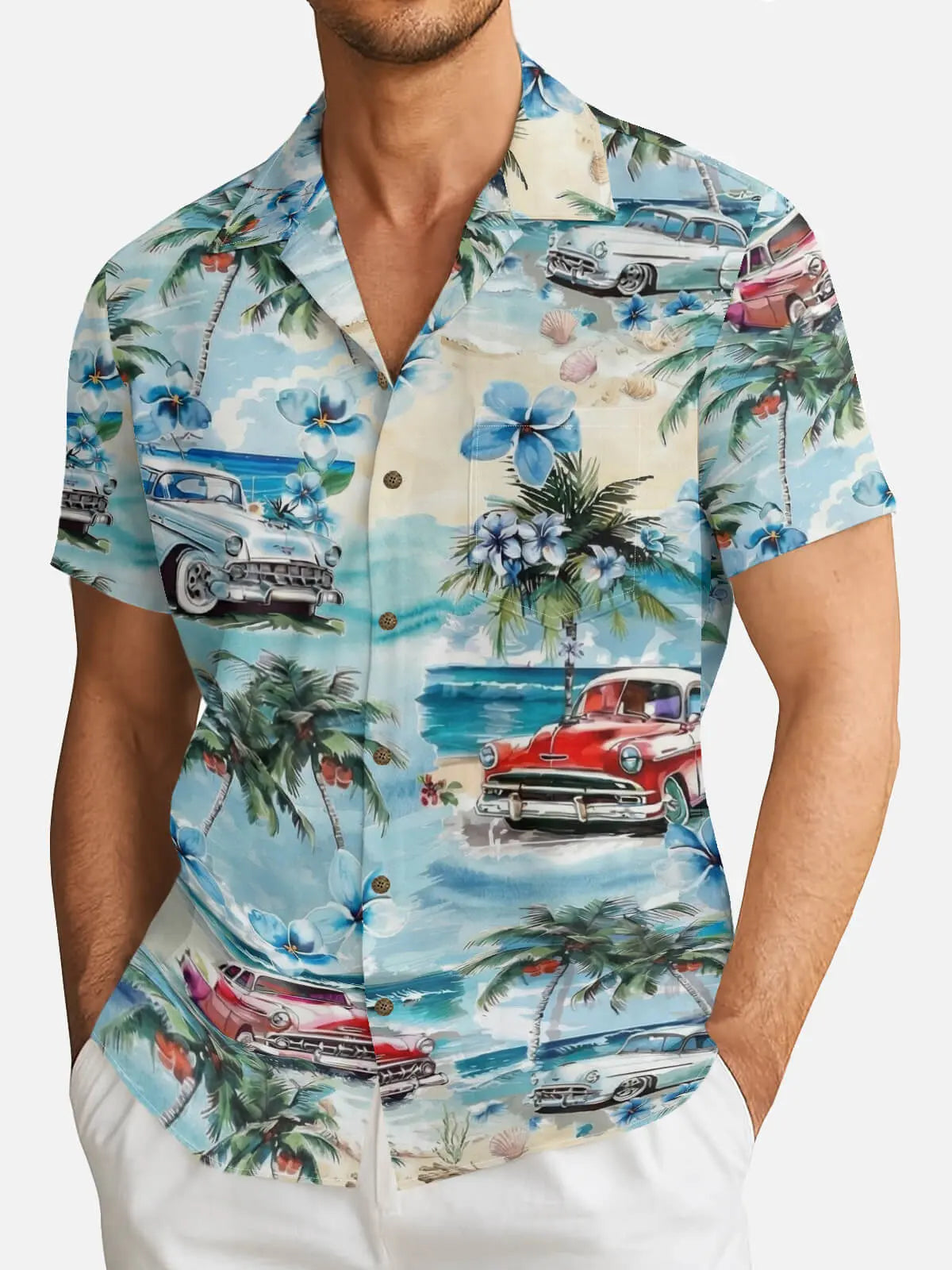 Tall Men's Vintage Island Hot Rod Short Sleeve Shirt Eleven Oasis