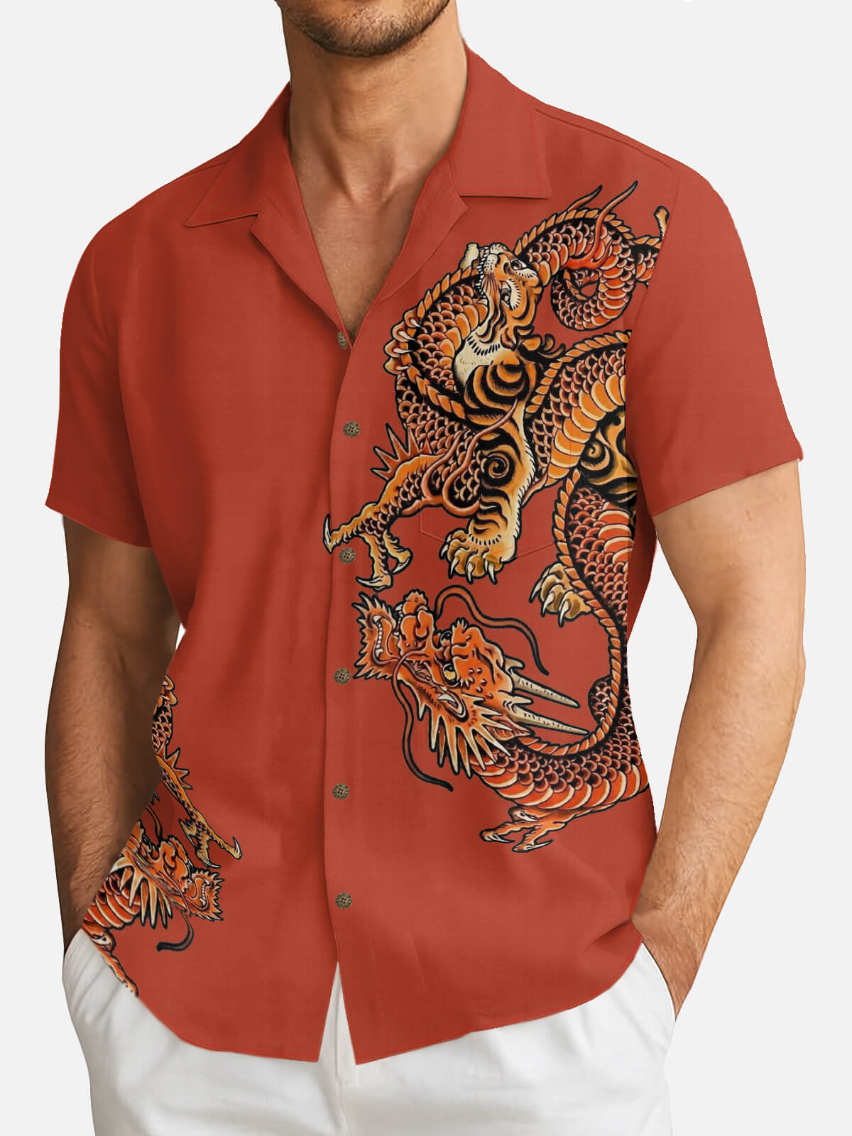Men's Japanese Dragon Short Sleeve Shirt Eleven Oasis