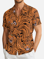Men's Japanese Tiger Wave Short Sleeve Shirt Eleven Oasis
