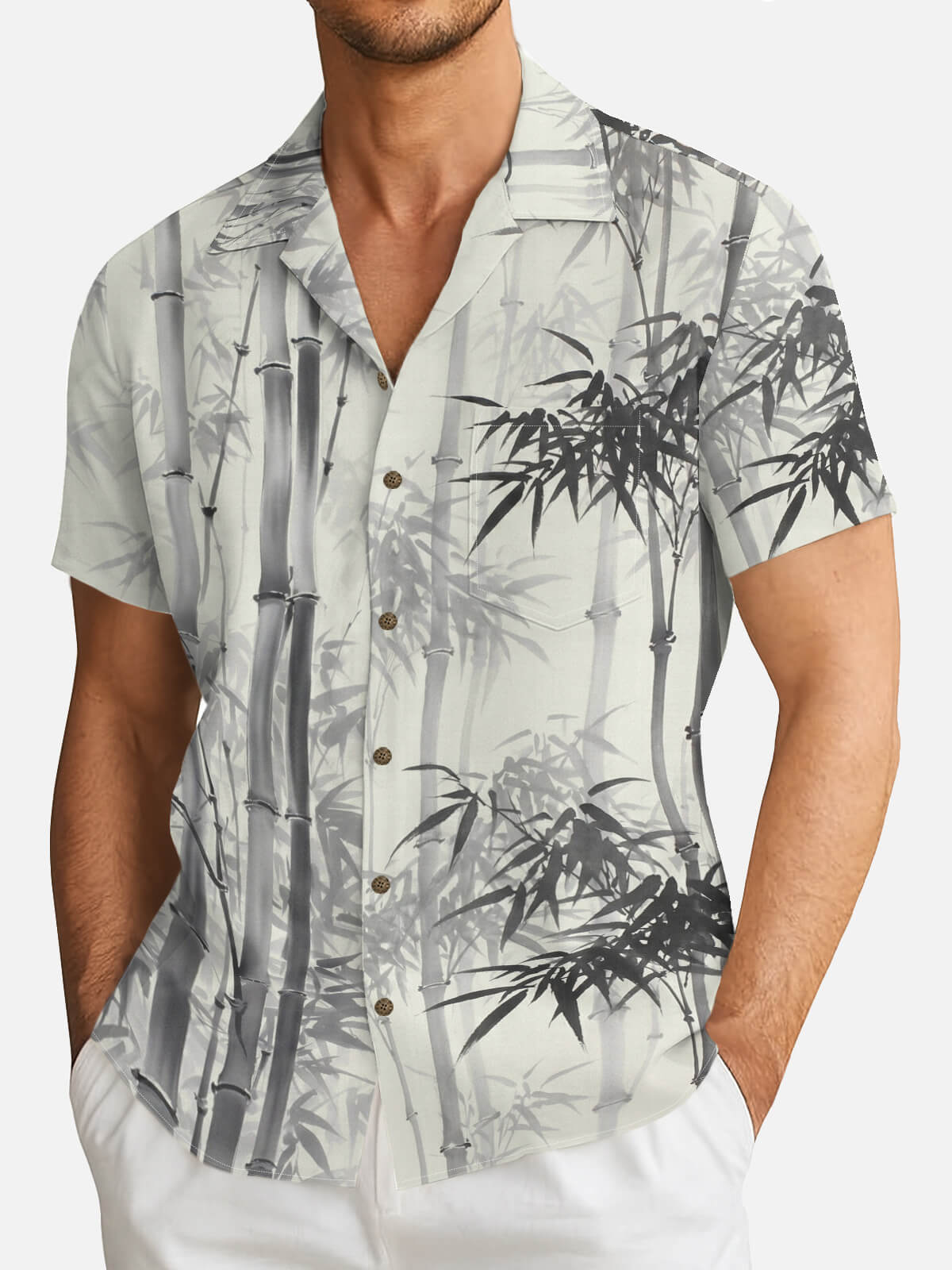 Tall Men's Bamboo Ink Wash Short Sleeve Shirt Eleven Oasis