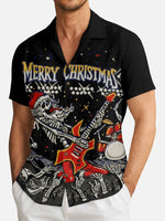 Tall Men's Rockin' Skeleton Santa Short Sleeve Shirt Eleven Oasis