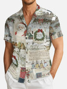 Men's Vintage Christmas Postcards Short Sleeve Shirt Eleven Oasis