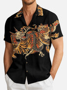 Men's Japanese Tiger & Dragon Clash Short Sleeve Shirt Eleven Oasis