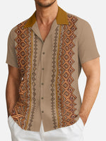 Men's Retro Diamond Panel Short Sleeve Shirt Eleven Oasis