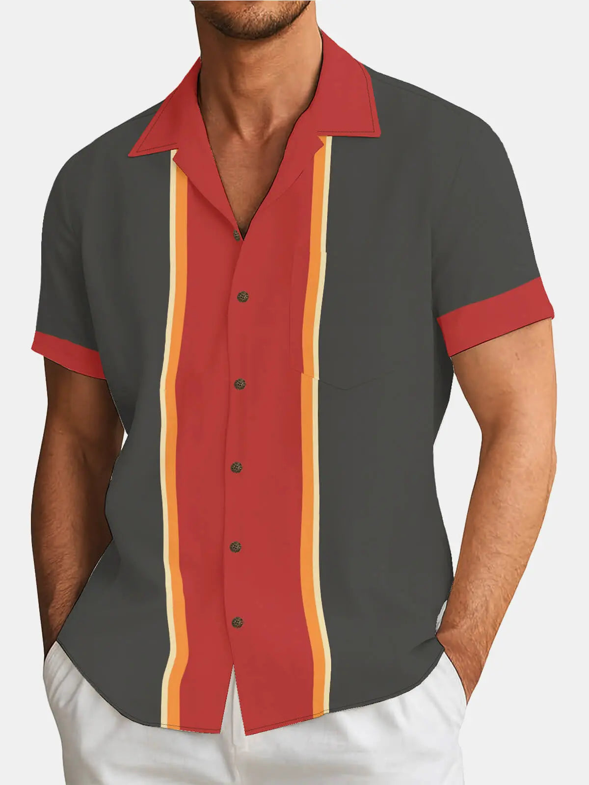 Tall Men's Retro League Bowling Short Sleeve Shirt Eleven Oasis