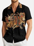 Men's Japanese Tiger & Dragon Clash Short Sleeve Shirt ElevenOasis