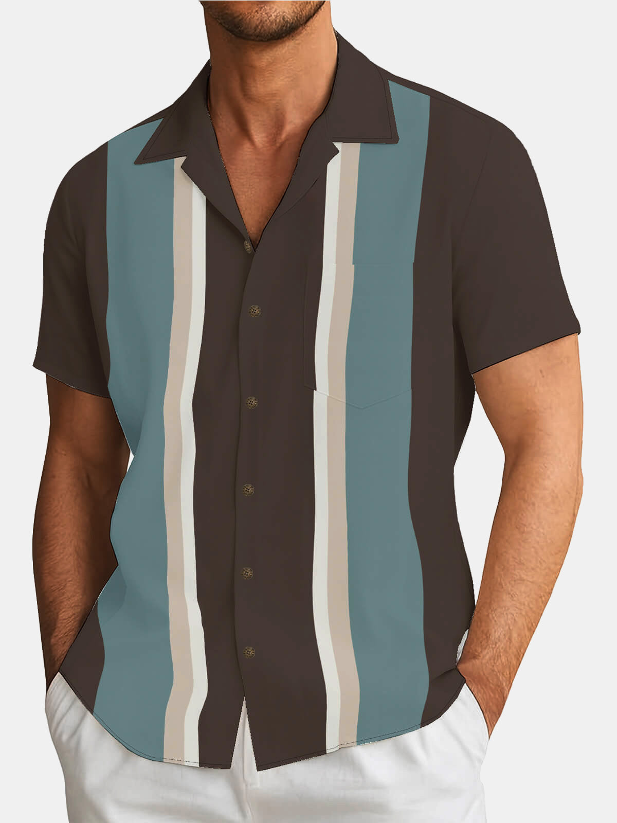 Tall Men's Mid-Century Bowling Short Sleeve Shirt Eleven Oasis