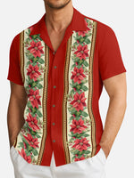 Men's Poinsettia Garland Christmas Short Sleeve Shirt Eleven Oasis
