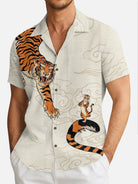 Men's Japanese Tiger & Dragon Clash Short Sleeve Shirt ElevenOasis