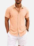 Men's Linen Cotton Blend Short Sleeve Shirt ElevenOasis