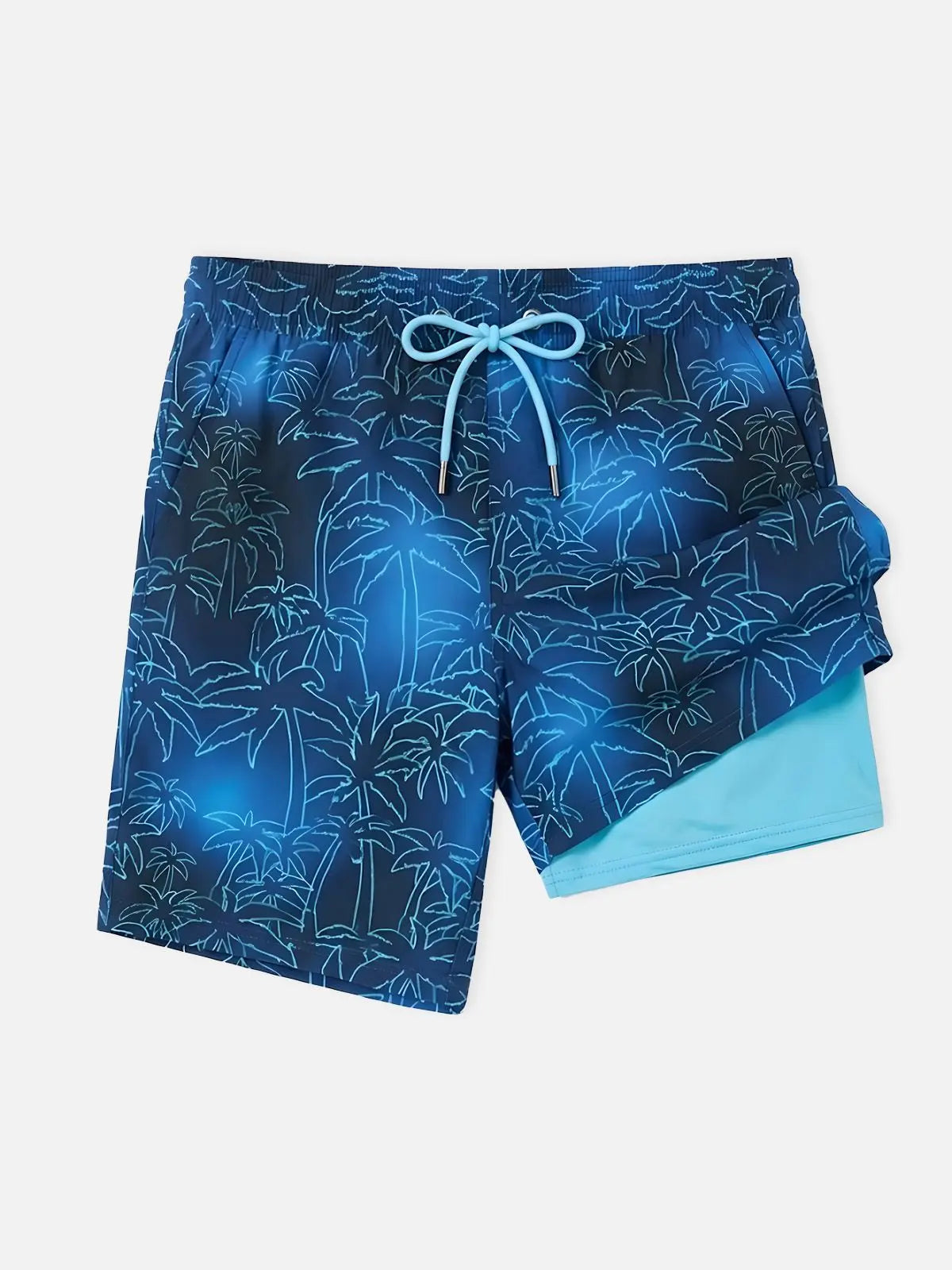 Men's Slim Fit Tropical Print Swim Trunks Eleven Oasis