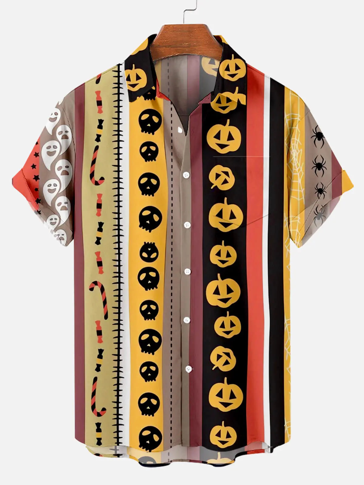 Tall Men's Halloween Stripe Pattern Short Sleeve Shirt Eleven Oasis